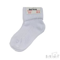 S901-W-BP: White Turnover Socks (0-3m)